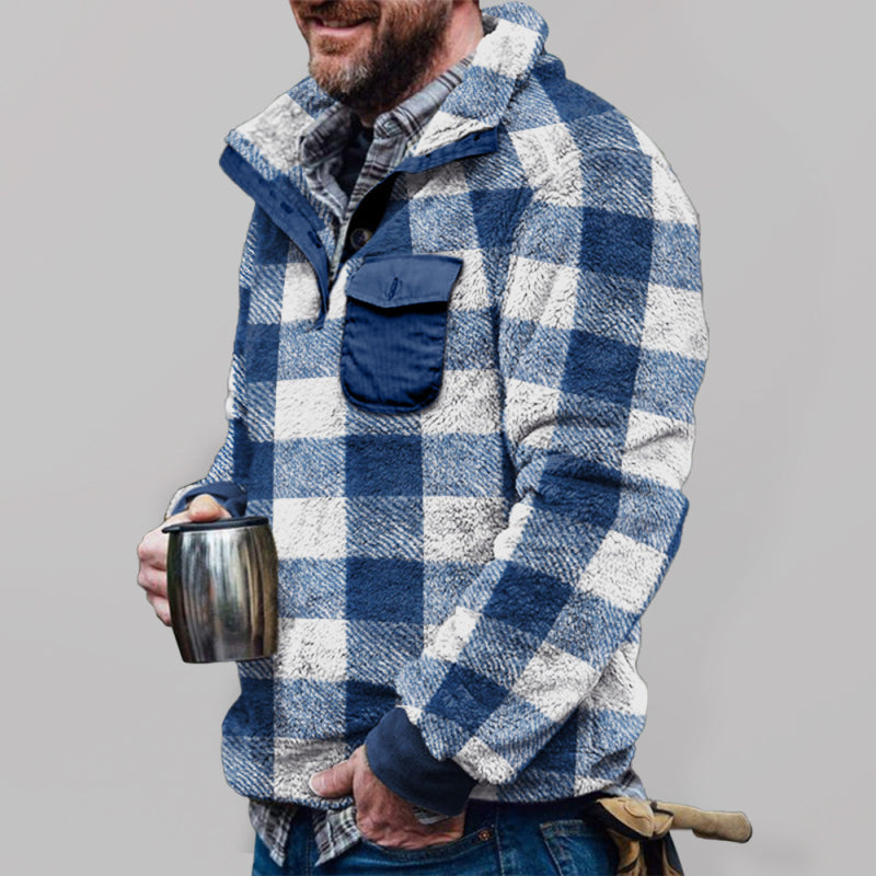 Men's Plaid Plush Sweatshirt