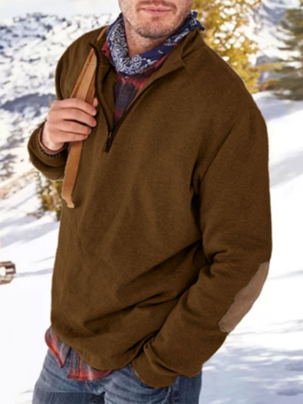 Men's Casual Half Zipper Loose Pullover Sweatshirt