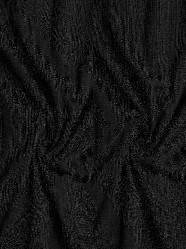 Vertical Striped Long-Sleeve V-Neck Polo