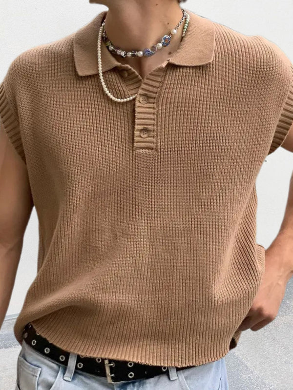 Men's collar knitted top