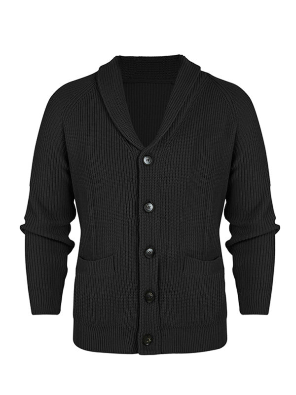 Lapel Long-Sleeve Knitted Jacket Sweater