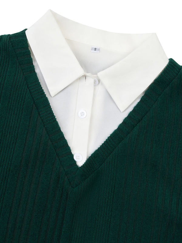 Two-Piece Layered Slim Sweater Top