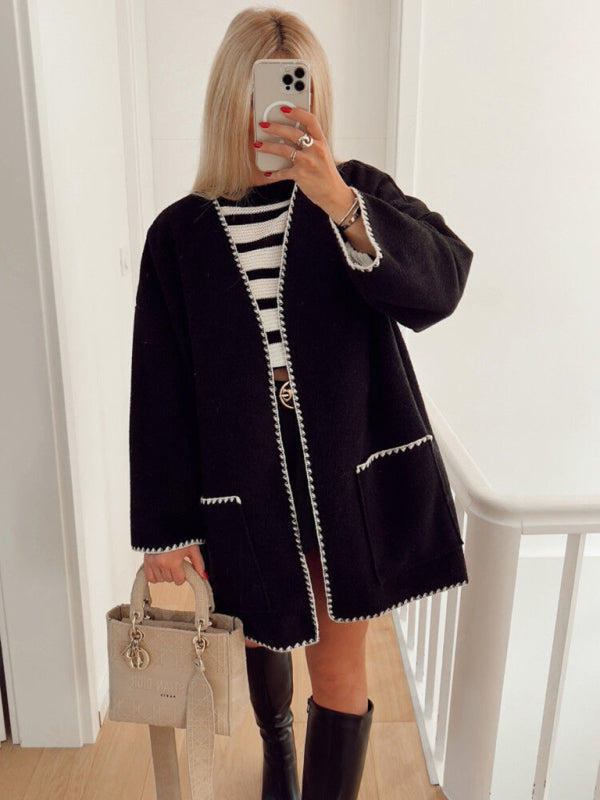 Contrasted Woolen Jacket