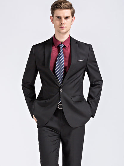 Slim Fit Business Two Piece Suit (Black)