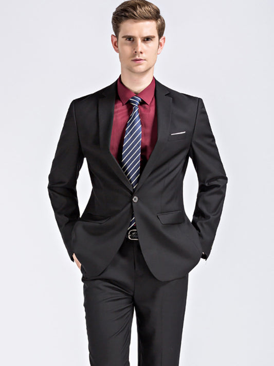 Slim Fit Business Two Piece Suit (Black)