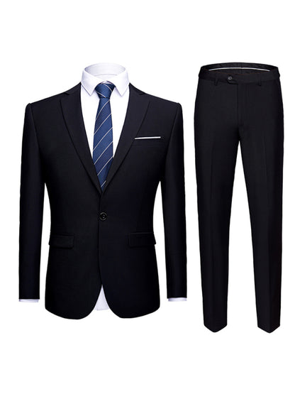 Slim Fit Business Two Piece Suit (Black)