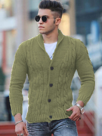 Knitted Cardigan Solid Color (Slim-Fit) Sweater