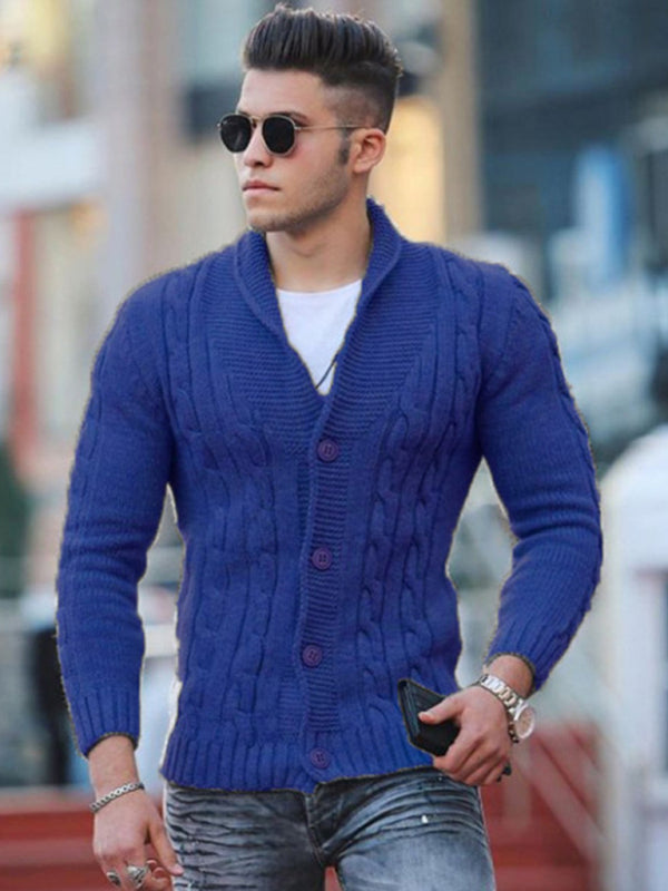 Knitted Cardigan Solid Color (Slim-Fit) Sweater