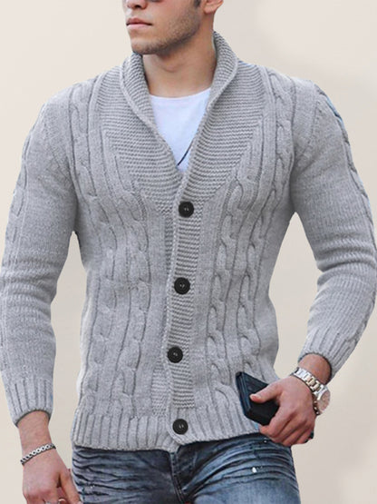 Knitted Cardigan Solid Color (Slim-Fit) Sweater
