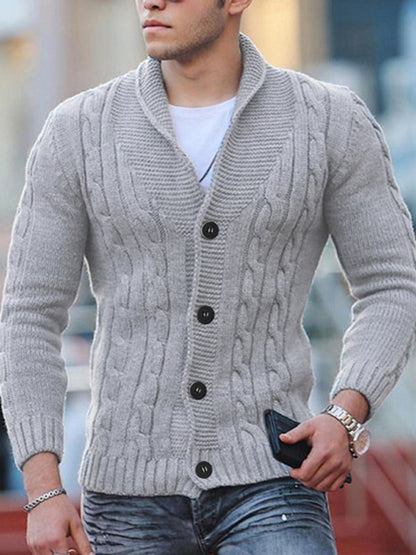 Knitted Cardigan Solid Color (Slim-Fit) Sweater