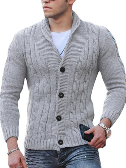 Knitted Cardigan Solid Color (Slim-Fit) Sweater