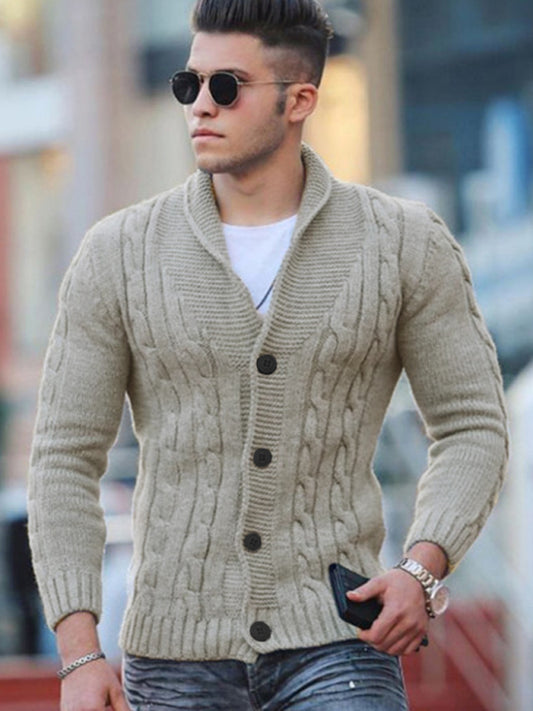 Knitted Cardigan Solid Color (Slim-Fit) Sweater