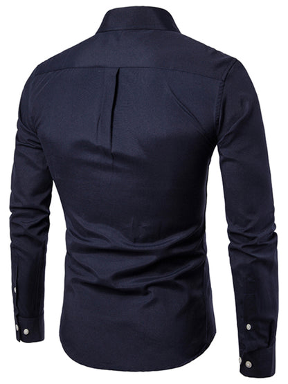 Casual Slim-Fit Oxford Long Sleeve Shirt