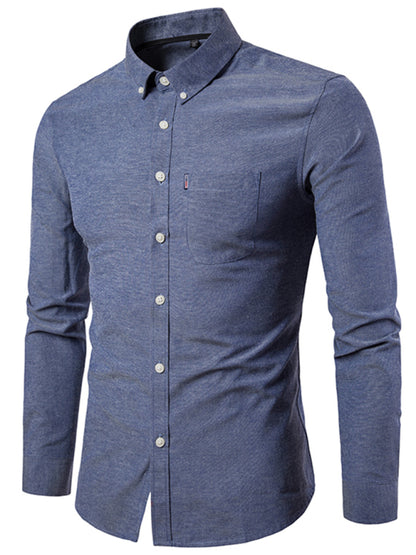 Casual Slim-Fit Oxford Long Sleeve Shirt