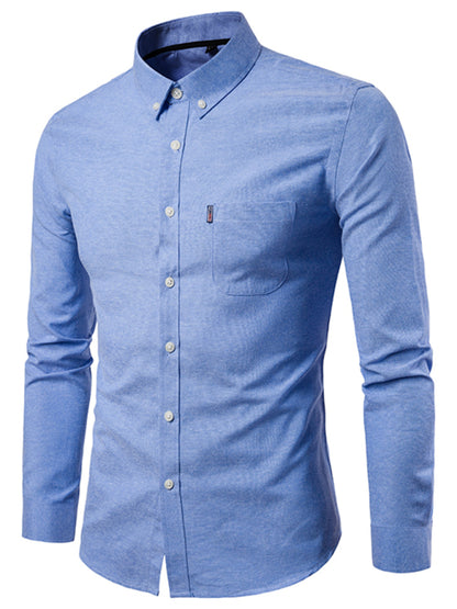 Casual Slim-Fit Oxford Long Sleeve Shirt