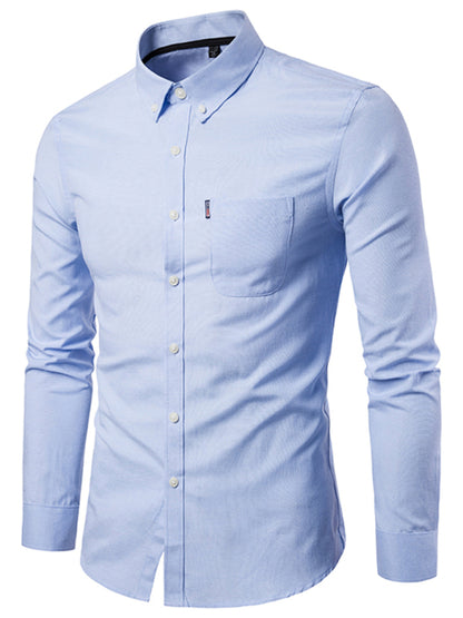 Casual Slim-Fit Oxford Long Sleeve Shirt