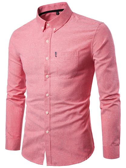 Casual Slim-Fit Oxford Long Sleeve Shirt