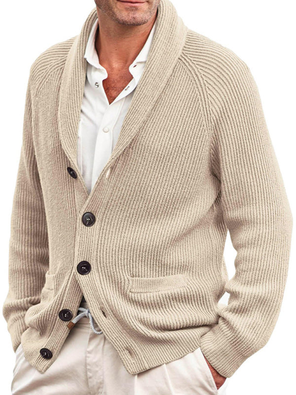 Lapel Long-Sleeve Knitted Jacket Sweater