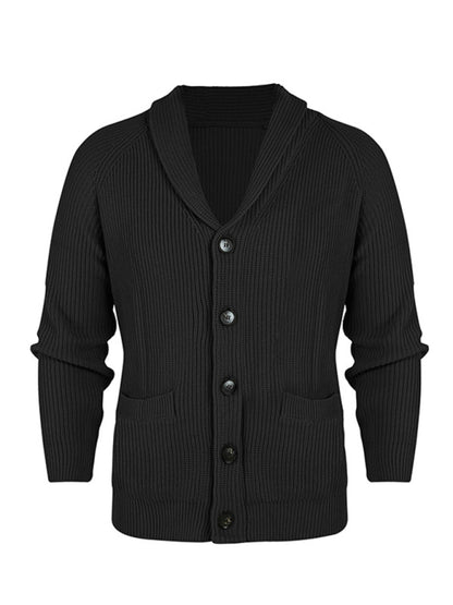 Lapel Long-Sleeve Knitted Jacket Sweater