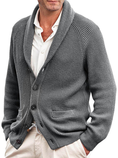Lapel Long-Sleeve Knitted Jacket Sweater
