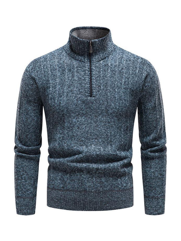 Quarter-Zip Stand Collar Sweater