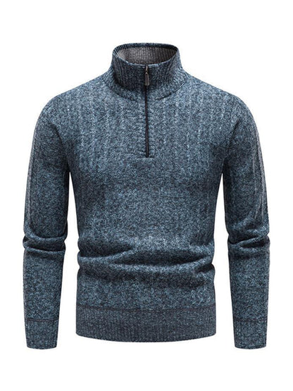 Quarter-Zip Stand Collar Sweater