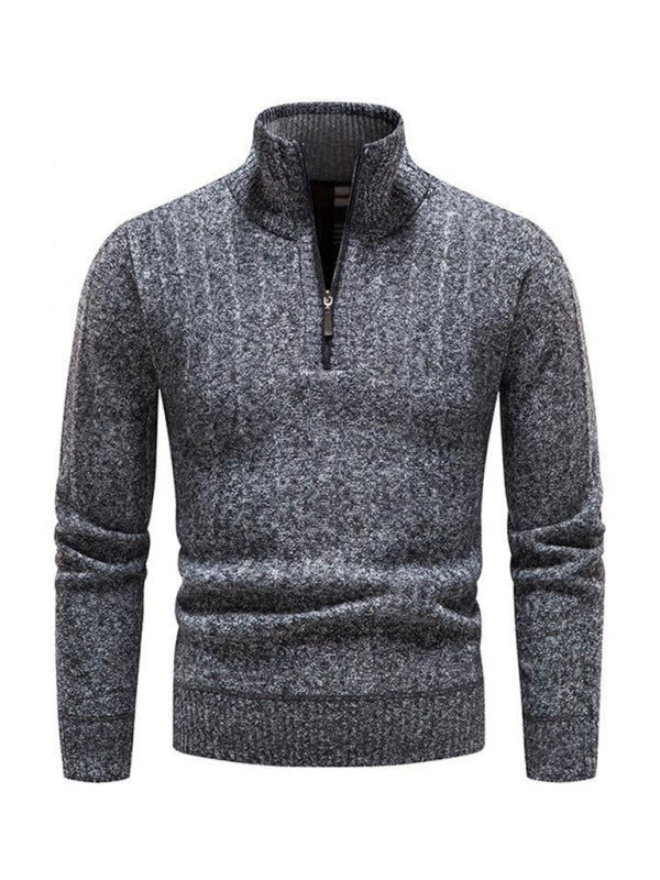 Quarter-Zip Stand Collar Sweater