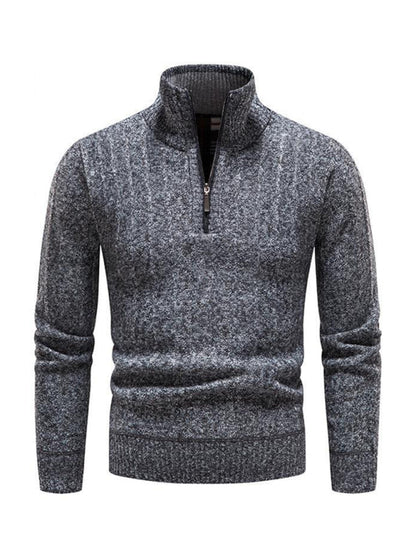 Quarter-Zip Stand Collar Sweater