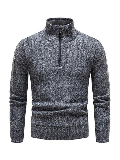 Quarter-Zip Stand Collar Sweater