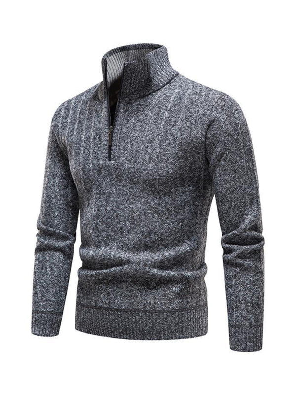 Quarter-Zip Stand Collar Sweater