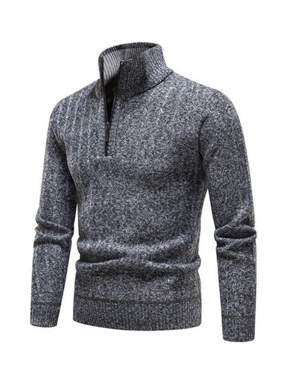 Quarter-Zip Stand Collar Sweater