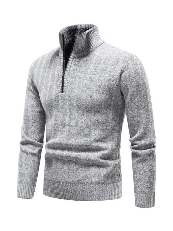 Quarter-Zip Stand Collar Sweater