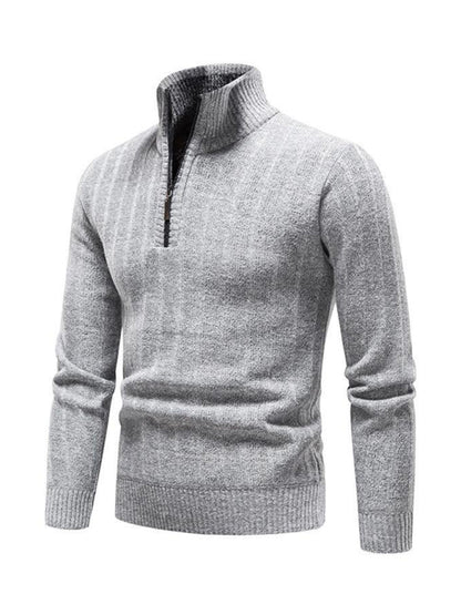Quarter-Zip Stand Collar Sweater