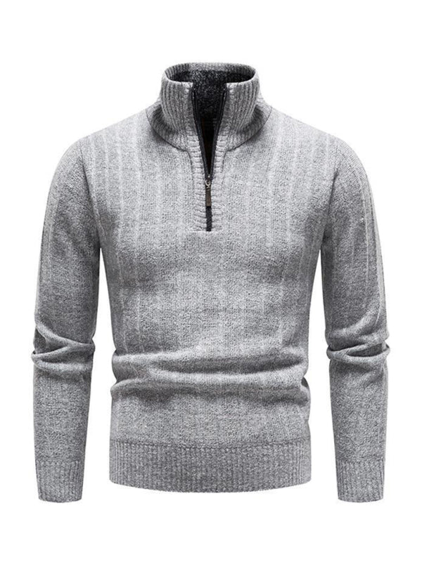 Quarter-Zip Stand Collar Sweater