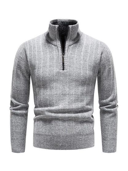 Quarter-Zip Stand Collar Sweater
