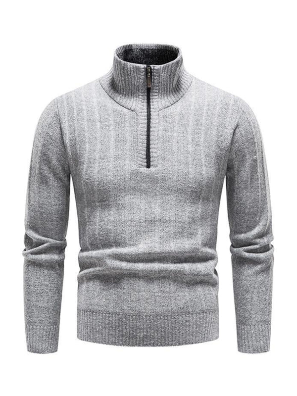 Quarter-Zip Stand Collar Sweater