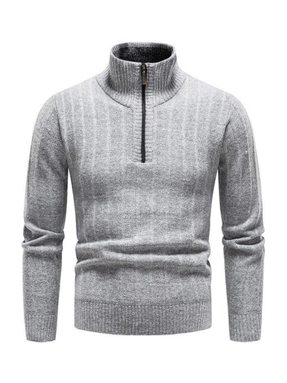 Quarter-Zip Stand Collar Sweater