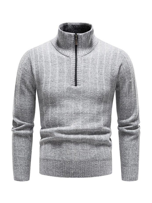Quarter-Zip Stand Collar Sweater