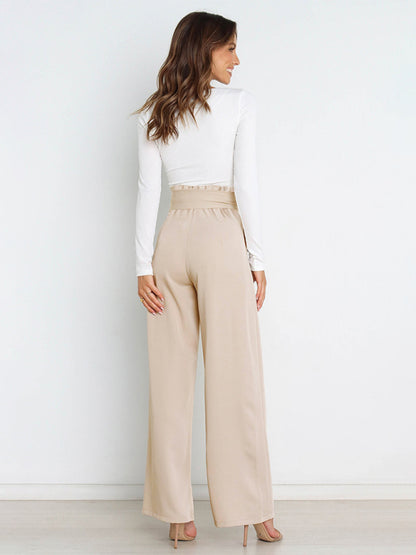 All-Matching Belted Wide-Leg Trouser