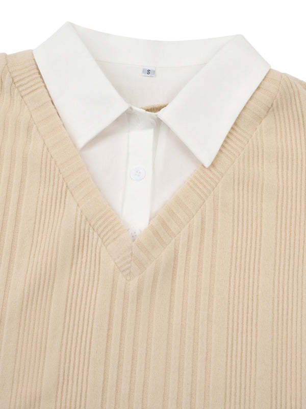 Two-Piece Layered Slim Sweater Top