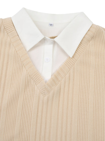 Two-Piece Layered Slim Sweater Top