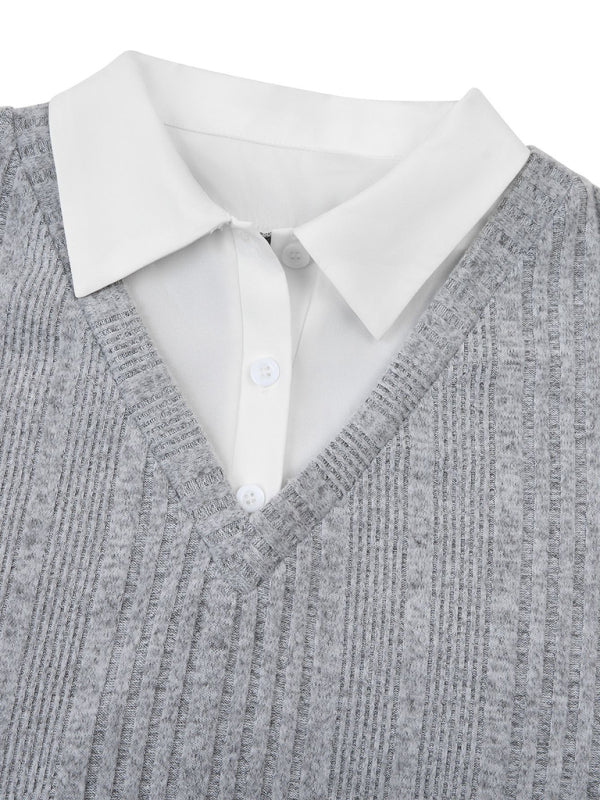 Two-Piece Layered Slim Sweater Top