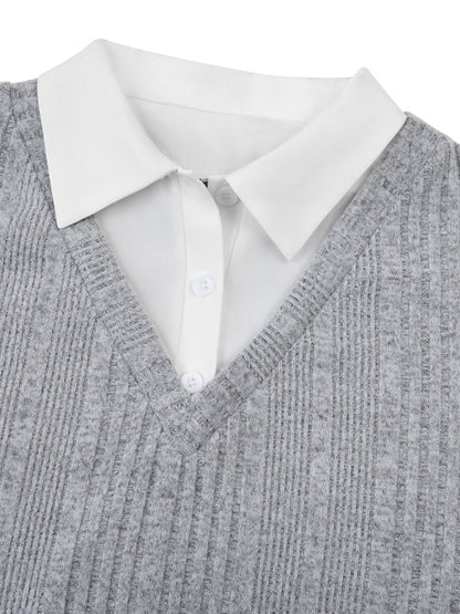 Two-Piece Layered Slim Sweater Top