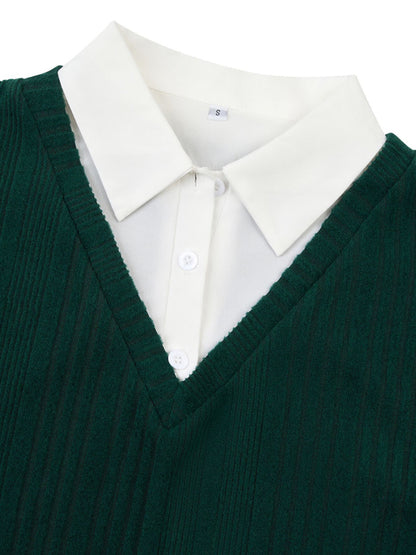 Two-Piece Layered Slim Sweater Top