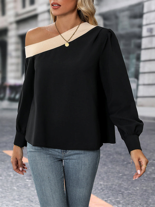 Color-Block Cross-Shoulder Shirt