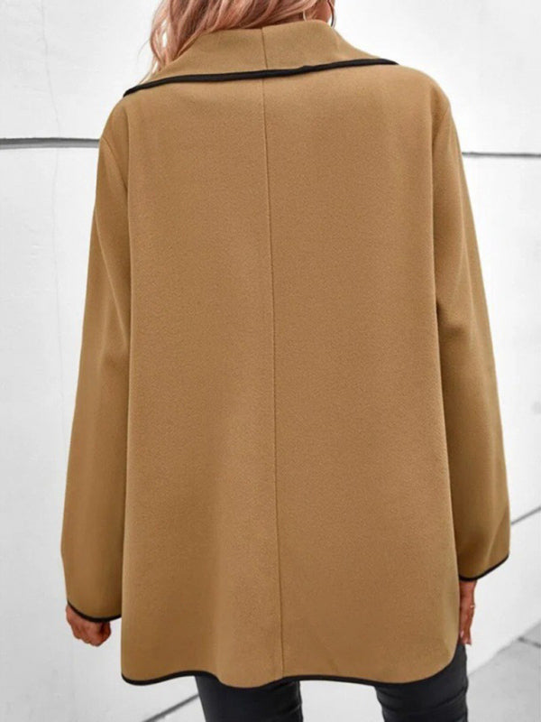 Elegant Long-Sleeve Loose Woolen Jacket