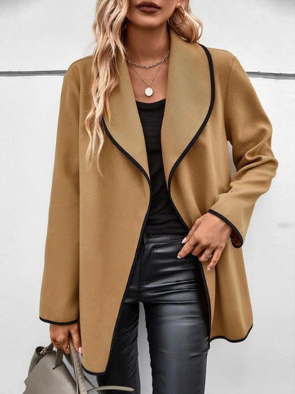 Elegant Long-Sleeve Loose Woolen Jacket