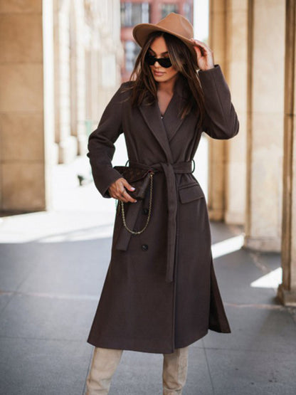 Long-Sleeved Suited-Collar Tie-Up Jacket