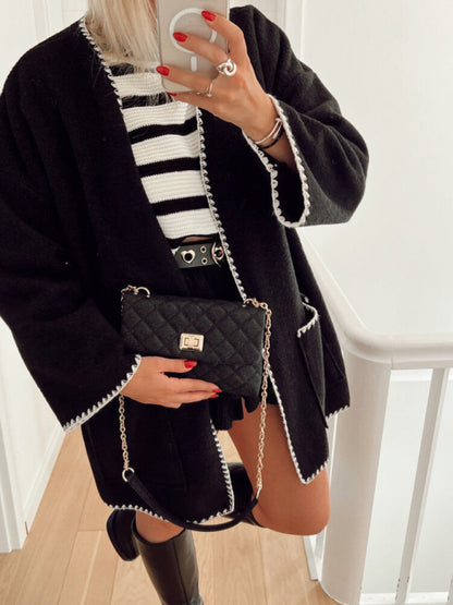 Contrasted Woolen Jacket