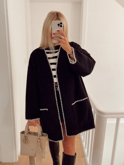 Contrasted Woolen Jacket